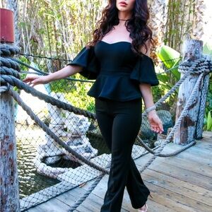 Elegant Black Off-Shoulder Jumpsuit